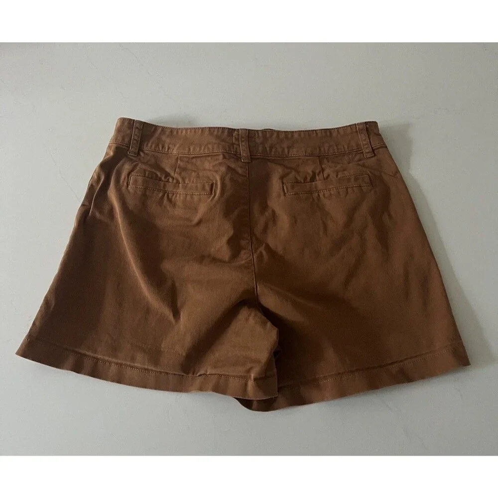 J.Crew Brown Chino Shorts Womens 6 High Rise Stretch Cotton Patch Pockets